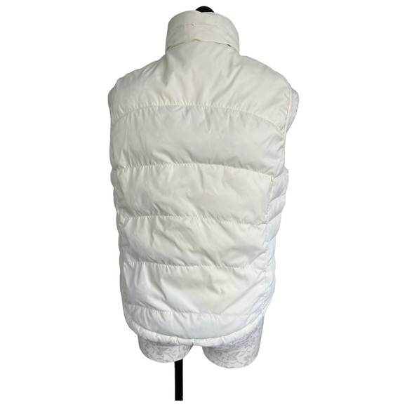 LL Bean Reversible Coral Floral Cream Down Puffer Vest Size Medium - Picture 5 of 15